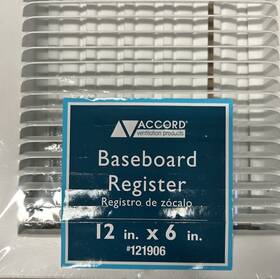 Accord 1751206wh Ventilation Baseboard Register 12 Inch X 6 White