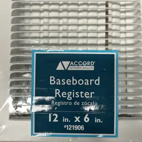 1751206wh Accord Ventilation Baseboard Register 12 Inch X 6 White
