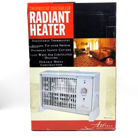 02931 Air Tech Radiant Heaterthermostat Controlled Adjustable 1500 Watt Safety Switches Metal