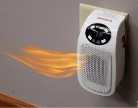 Aiwa 805106820008 7.87 In Electric Outlet Ceramic Plug-in Space Heater Lcd Digital Screen