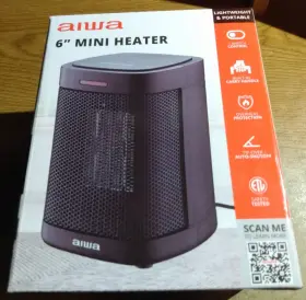 Wsh3-1012-blk Aiwa 500-watt Black Ceramic Mini Portable Heater