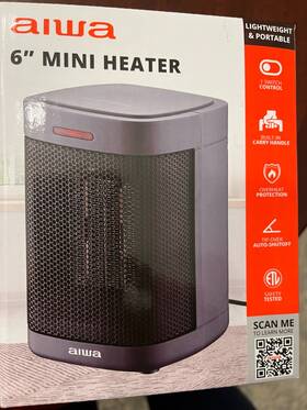 Aiwa Wsh3-1012-gry 6 Inch Mini Heater New
