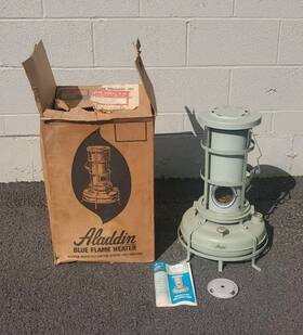 Aladdin 150060 Vintage Blue Flame Heater Nos Boxed England Cabin No. P.150060 Untested