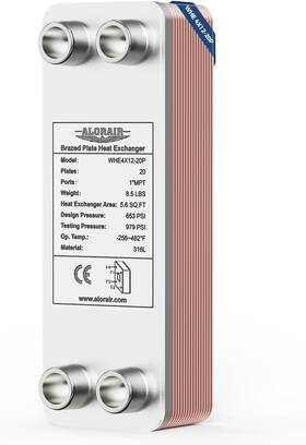 Alorair Whe4x12-20p 4 Inch X12 20 Plates Brazed Plate Heat Exchanger 316l St.stee 1 Mpt Port