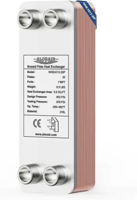 Whe4x12-20p Alorair 4 Inch X12 20 Plates Brazed Plate Heat Exchanger 316l St.stee 1 Mpt Port