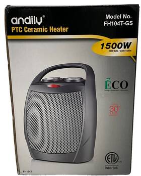 Andily Fh104t-gs 1500w Ptc Ceramic Space Heater Adjustable Thermostat