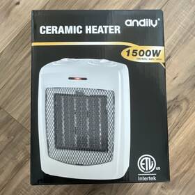 Andily Fh105a-w Ceramic Heater 1500w Adjustable Thermostat Safety