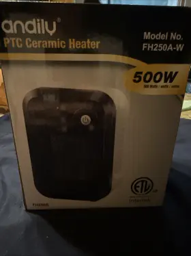 Fh250a-w Andily Portable Electric Ceramic Space Heater 500watts Fast Heating