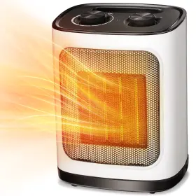 Ptc-3618wh Auseo 1500w Compact Ceramic Heater Fast Quiet Safe Energy Efficient