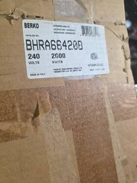 Berko Bhra66420b Plug-in Radiant Infrared Heater 2000 Watt Capacity 240v