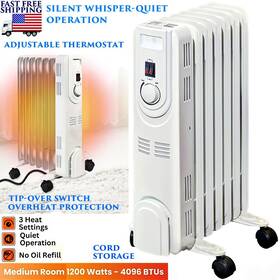 Branded Cz-7007j-w Electric Oil-filled Radiant Radiator Space Heater Adjustable Heat Wheels 1200w