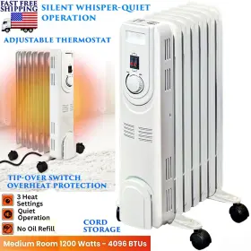 Cz-7007j-w Branded Electric Oil-filled Radiant Radiator Space Heater Adjustable Heat Wheels 1200w