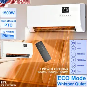 Ltnc-ptc-sl002-w Branded Electric Wall Heater 1500w Fast Heating Quiet Remote Timer Eco Mode Oscillation