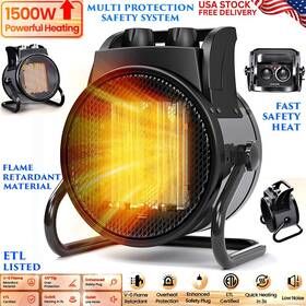 Branded Rsn-us-gyn-20 Electric Forced Air Heater Whole Room Space Portable Fast Heat Etl Listed