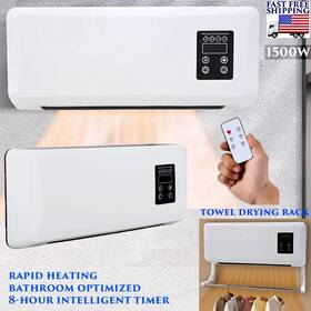 Branded Zjch-a2sx7dzqht-11 Electric Wall Heater 1500w Fast Heating With Towel Drying Rack For Bathroom 120v