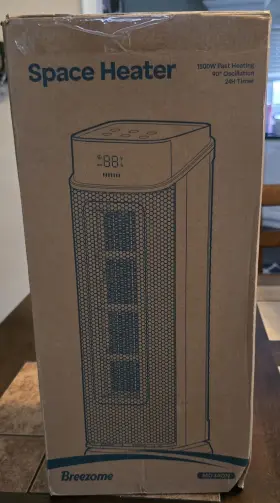 Mg34qn Breezome Space Heater Indoor 1500w Ptc Electric With Remote Black Nib