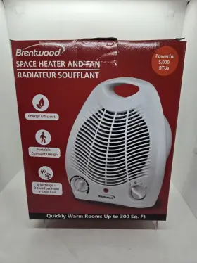 H-f302w Brentwood Portable Electric Space Heater And Fan 5000 Btus White New In Box