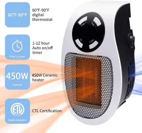 Brightown 737547970915 Wall Space Heater With 350w And 450 Bright Town Portable Electric