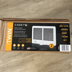 Cstc402tw Cadet 027418675279 New Com-pak Twin Electric Wall Heater 240/208 Volt 4000/3000w