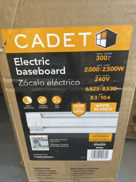 8f2025w Cadet 96 Inch 240/208-volt 2 000/2 500/1 875/1 500-watt Electric Baseboard Heater In