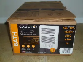 Cbc132tw Cadet 240v 1300w In-wall Fan-forced Heater With Thermostat And Timer 65105