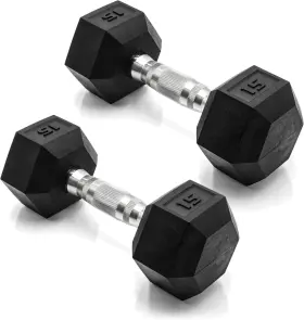 Sdrpis-30 Cap Barbell. 15lb Coated Dumbbell Weights Multiple Pair And Set Options