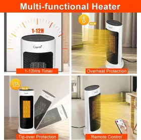Cg4061 Caynel Oscillating Tower Ceramic Heater With Adjustable Thermostat 1500w White