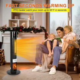 Er68502 Caynel Space Heater With 3d Oscillating 1500w Electric Ceramic Tower And Remote