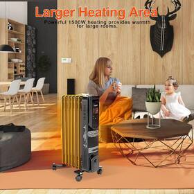 Caynel Er68504 7-fin Electric Oil Filled Radiator Space Heater 1500w Thermostat Room Radiant