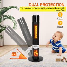 Caynel Mq68502 Tower Ceramic Space Heater With 3d Oscillating 1500w Electric Touch Control 3 Mode