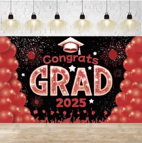 701327 Celestial Seasonings Red And Black Graduation Decorations Congrats Grad 2025 Banner We Are So Proud O