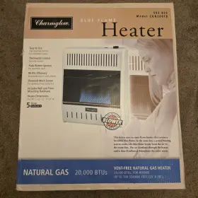 Charmglow 800084000756 Blue Flame 20 000 Btu Vent Free Natural Gas Wall Heater - 700 Sq Feet