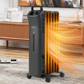 3-lev Clihome 711181358070 1500-watt Black Electric Oil Filled Space Heater Radiant With