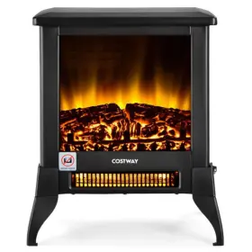 Cl-fp10389bn Clihome 15 Inch Freestanding Electric Fireplace In Black Compact Portable Space Heater