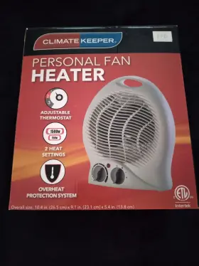 Fh-04 Climate Keeper Personal Heater Portable Adj Thermostat 2 Heat Settings