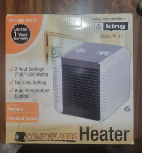 Ph-16 Comfort King Cube Small 2 Mode Space Heater With Safety Features Fan New In Box