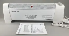 Comfort Zone 313042565513 Electric Baseboard Space Heater With Adjustable Thermostat Dent-proof End Panel