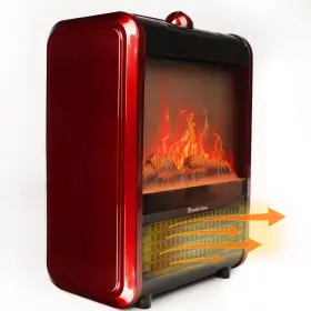 Comfort Zone 445008987954 1 200-watt Mini Ceramic Fireplace Electric Heater With Simulated Flame In Red