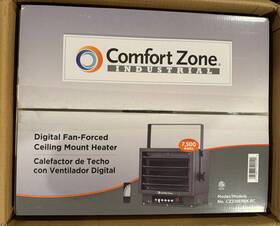 Comfort Zone Cz230erbk-ec 7 500 Watt 240 Volt Industrial Ceiling Mounted Heater With Remote