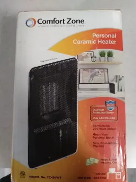 Cz410wt Comfort Zone Personal Ceramic Heater White Mini New