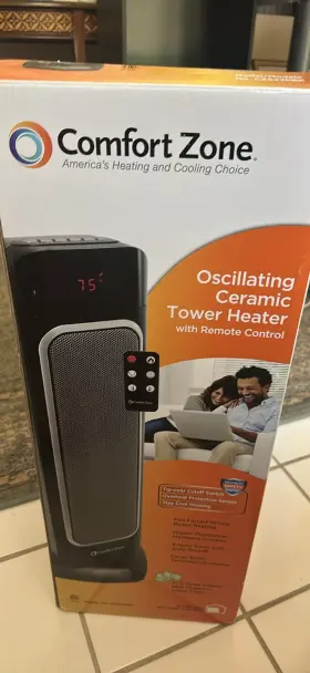 Cz523rbk-ec Comfort Zone Cz523 Ocillating Ceramic Tower Heater With Remote Control