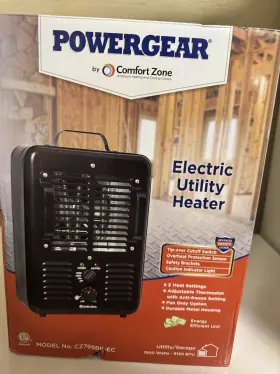 Cz799bk-ec Comfort Zone New Powergear Electric Utility Heater 1500w Garage Shop