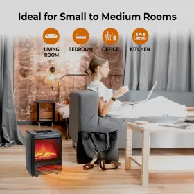 Czfp1bk Comfort Zone Electric Mini Fireplace Heater 1 200w Space Tip-over And Over