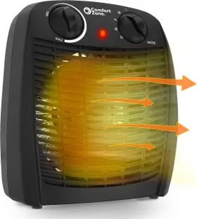Fh101 Comfort Zone Indoor Space Heater With Adjustable Thermostat Fan Black