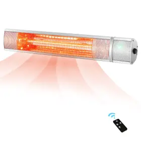 F034us-sla6705 Costway Electric 1500w Patio Heater Wall-mounted Infrared With Remote Control Silver