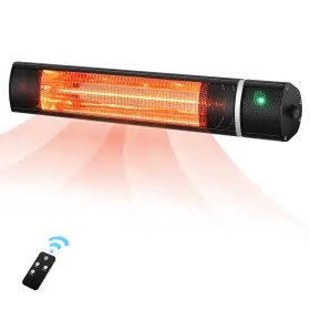 Us-2fp10034us-bk Costway 1500w Electric Patio Heater Wall-mounted Infrared With Remote Control