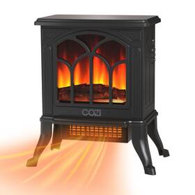 Cozi 30387 Stove Heater 1500w Electric With Life-like 3-d Flame Effect 18 Inch Compact Fan