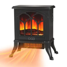 1500w Cozi 30387 Stove Heater Electric With Life-like 3-d Flame Effect 18 Inch Compact Fan