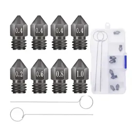 Creality 971636402824 8pcs 3d Printer Hardened Steel Mk8 Nozzles Upgraded Metal Extruder 0