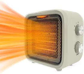 Ptc-1517 Csakri Space Heater Portable Fan For Indoor Use With Thermostat Light Beige